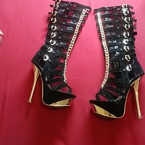 Gold Buckle and Black  High Heels
